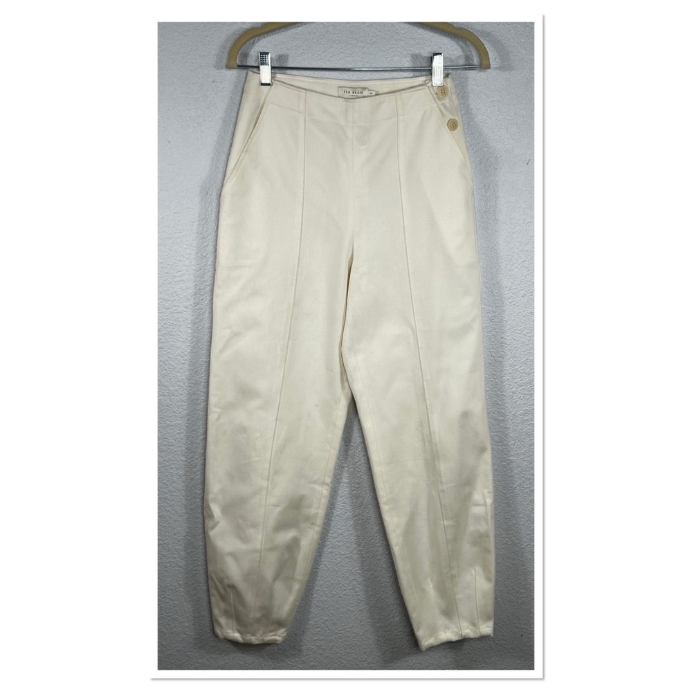 Ted Baker Eliona Barrel Trousers With Pin Tuck Detail, Ivory Sz 1 NWT